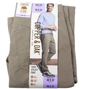 Copper and Oak Supply Co Utility Pants Men 30x32 Tan Straight Fit Tech